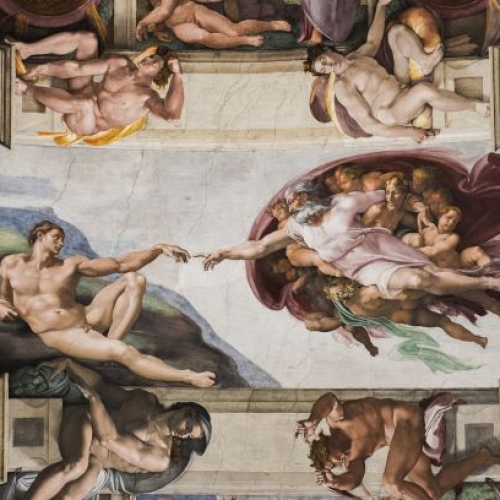 <a href="https://art.olemiss.edu/ah-341-italian-renaissance-art/">Sistine Chapel ceiling painting by Michaelangelo</a>