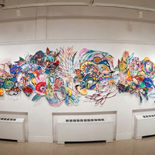 Photo of painting installation in the department gallery